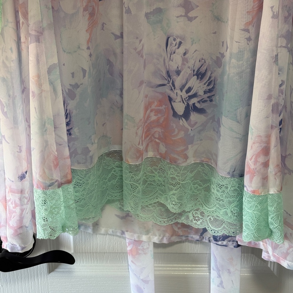 La Vie en Rose Floral Lace Trim Robe & Nightgown Set - Picture 8 of 12
